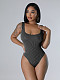 Sexy Square Neck Sleeveless Bodysuit And Mini Skirt Two-pieces Sets CH-24030