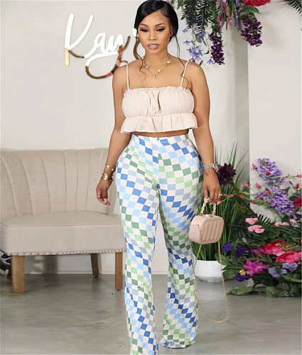 Summer High Waist Print Skinny Flare Pants CH-23051