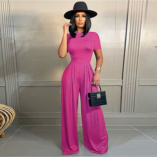 Chic Short Color Bodysuits+Wide Leg Pants Two Piece Set SHD-9418