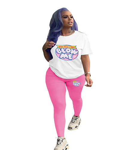 Casual Short Sleeve T Shirt Leggings Summer Outfits SHD-9385