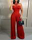 Sexy Solid Color Cross Halter Wide Leg Jumpsuits SHD-9424