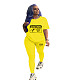Short Sleeve Print T Shirt Skinny Pants Tracksuits SHD-9388