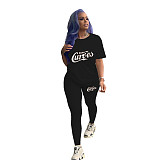 Short Sleeve Print T Shirt Skinny Pants Tracksuits SHD-9388