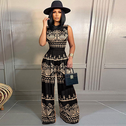 Sleeveless Bodysuits Loose Wide Leg Pants Outfits SHD-9423