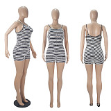 Plush Striped Spaghetti Strap Bodycon One Piece Rompers SHD-9830