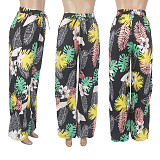 Floral Print High Waist Loose Wide Leg Pants SHD-9836