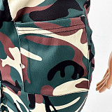 Camo Print Short Sleeve Two Piece Skirt Sets SHD-9604