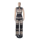 Sleeveless Bodysuits Loose Wide Leg Pants Outfits SHD-9423