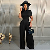 Chic Short Color Bodysuits+Wide Leg Pants Two Piece Set SHD-9418