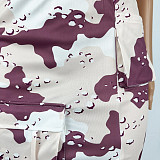 Camo Print Short Sleeve Two Piece Skirt Sets SHD-9604