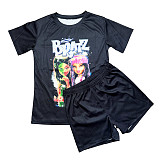 Short Sleeve Graphic T-shirt and Shorts Summer Outfits SHD-9610