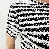 Striped Short Sleeve O Neck Summer Short Dresses SHD-9831