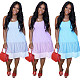 Fashionable Color Matching High-Waisted Condole Belt Cake Skirt TK-6092