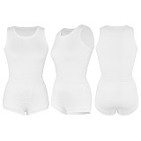 Homewear Solid Color Cotton Tank Top Short Sets CH-23050