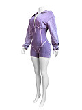Women Sexy Deep-V Turndown Collar Long Sleeves Bodycon Rompers CH-24031