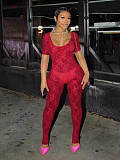 U-neck Bodysuit See-through Lace Lady Sexy Jumpsuit XRB-10096