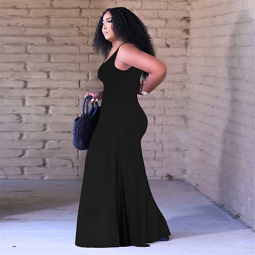 Solid Sleeveless High Waist Loose Wide Leg Jumpsuits TE-4387
