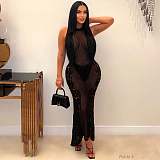 Sexy Transparent Knited Sleeveless Sunscreen Smock Beach Long Dress OSM-4460