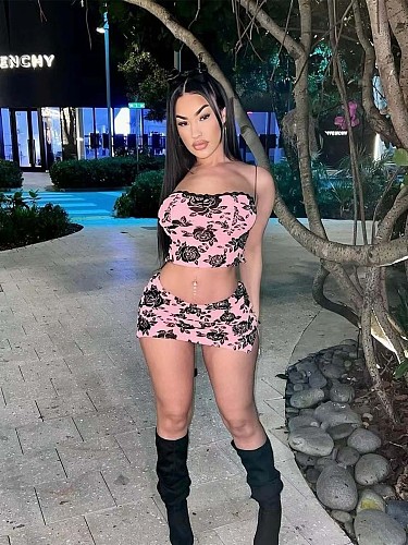 Sexy Lace Edge Straps Skirt Set 2024 CH-24013