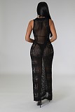Sexy Transparent Knited Sleeveless Sunscreen Smock Beach Long Dress OSM-4460