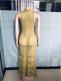 Sexy Transparent Knited Sleeveless Sunscreen Smock Beach Long Dress OSM-4460