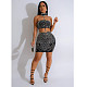 Sexy Backless Halter Hot Drilling Package Hips Mini Club Dress BY-6977