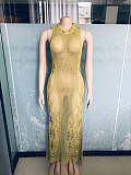 Sexy Transparent Knited Sleeveless Sunscreen Smock Beach Long Dress OSM-4460