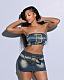Sexy Wrap Bra Denim Skirt Set Dark MEM-88566