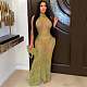 Sexy Transparent Knited Sleeveless Sunscreen Smock Beach Long Dress OSM-4460