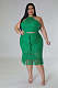 Sexy Sleeveless Crop Top And Tassel Knitted Skirts Women Plus Size 2 Pieces Sets OSM-5313