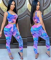 Tie-Dyed Sleeveless Vest Slim Pants Casual Two-piece Set DD-8025