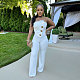 Sexy Strapless Solid Color Package Hips Wide-leg Jumpsuits NY-10838