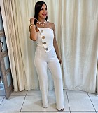 Sexy Strapless Solid Color Package Hips Wide-leg Jumpsuits NY-10838