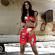 Red Cartoon Lips Printed Vest 2 Pieces Short Set DD-8022