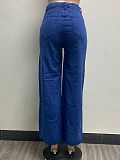 Stylish Denim Three-striped Wide-leg Baggy Straight Jeans Blue YUN-52005