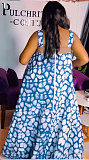 Stylish Prints Straps Sleeveless Women Hem Plus Size Dresses NY-10825