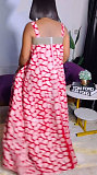 Stylish Prints Straps Sleeveless Women Hem Plus Size Dresses NY-10825