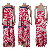 Stylish Prints Straps Sleeveless Women Hem Plus Size Dresses NY-10825
