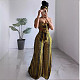 Hot Sexy Strapless Crop Top And Wide-leg Long Pants Women 2 Pieces Sets NY-10837