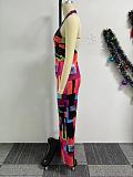 Sexy Printed Women Backless Halter Strech Slim Long Jumpsuit NY-10823