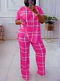 Leisure Women Short Sleeves Print Large Size Pants 2 Pieces Sets TB-5923