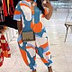 Stylish Prints Women Turndown Collar Loose Irregular Jumpsuit SFY-063