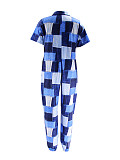 Stylish Prints Women Turndown Collar Loose Irregular Jumpsuit SFY-063