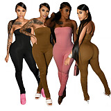 Sexy Strapless Solid Color Bodycon Women Long Jumpsuit CN-0137