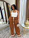 Leisure Women Loose Stripes Wide-leg Length Pants CH-24052
