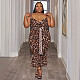 Fashion Printed Ladies Straps Lace-up Slim Large Size Dresses NNWY-7989