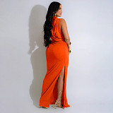 Sexy Side Split Solid Color High Neck Sleeveless Long Party Dresses YF-10772