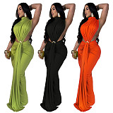 Sexy Side Split Solid Color High Neck Sleeveless Long Party Dresses YF-10772