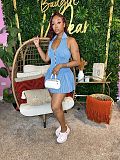 Sexy Women Backless Halter Sleeveless Short Pleated Dresses CM-8728