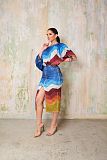 Fashion Print Women Batwing Sleeve Split Midi Skirt 2 Pieces Sets NY-10867